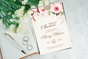 Pink Floral Bridal Shower Invitation, a Print Template by TheSimplySereneShop (Thumbnail 1 of 3)