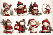 Whimsical Christmas Snowman Clipart, an Illustration by Dream Creation (Thumbnail 3 of 9)