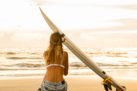 Surfing all day long stock photo containing beach and sunset