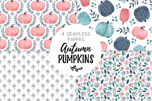 Fall Pumpkins Seamless Pattern Paper