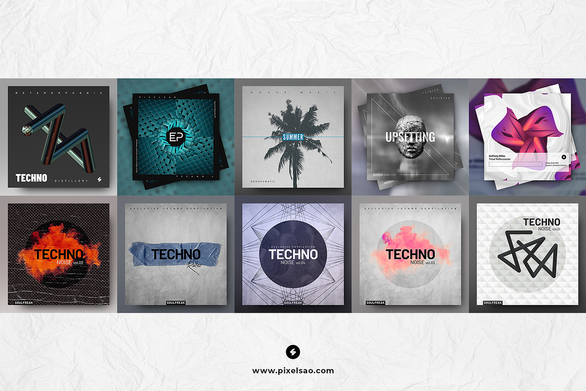 50 Minimal Album Covers Bundle, a Social Media Template by pixelsao (Photo 6 of 6)