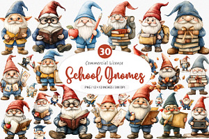 School Gnomes Clipart PNG, an Illustration by SinaCreation
