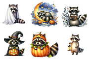 Watercolor Spooky Halloween Raccoon, an Illustration by DreamArtGraphic (Thumbnail 2 of 5)