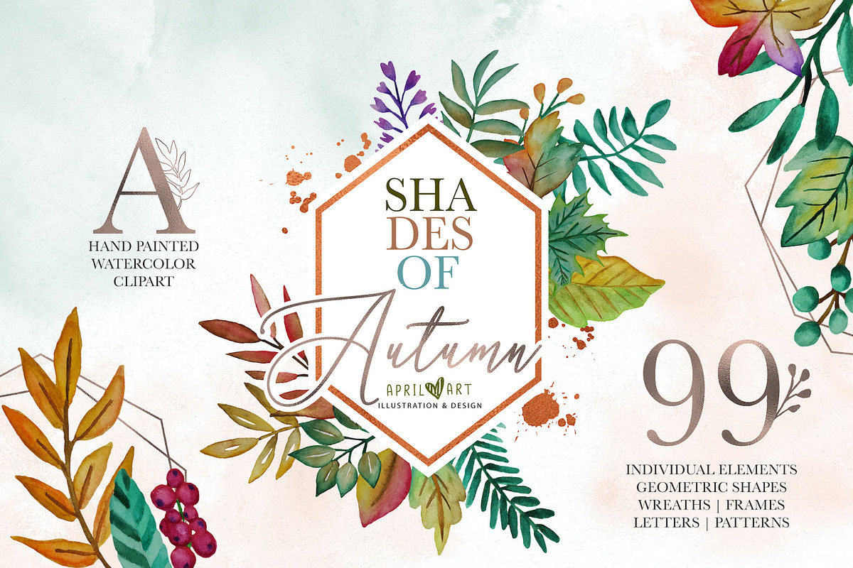 Autumn Leaves Watercolor Clipart, an Illustration by Oh Darling Graphics (Photo 1 of 9)