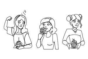 dessert cupcake woman vector, a Person Illustration by pikepicture