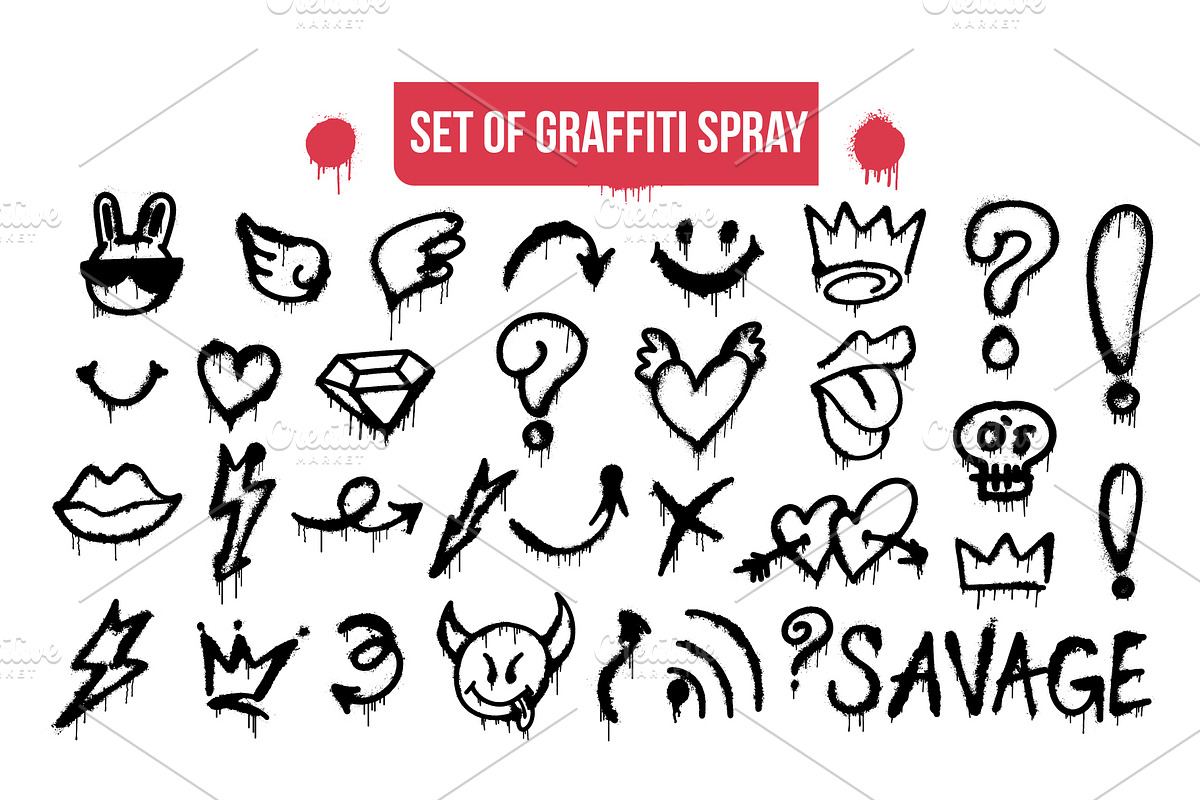 Set of graffiti spray pattern., a Decorative Illustration by Vector ...