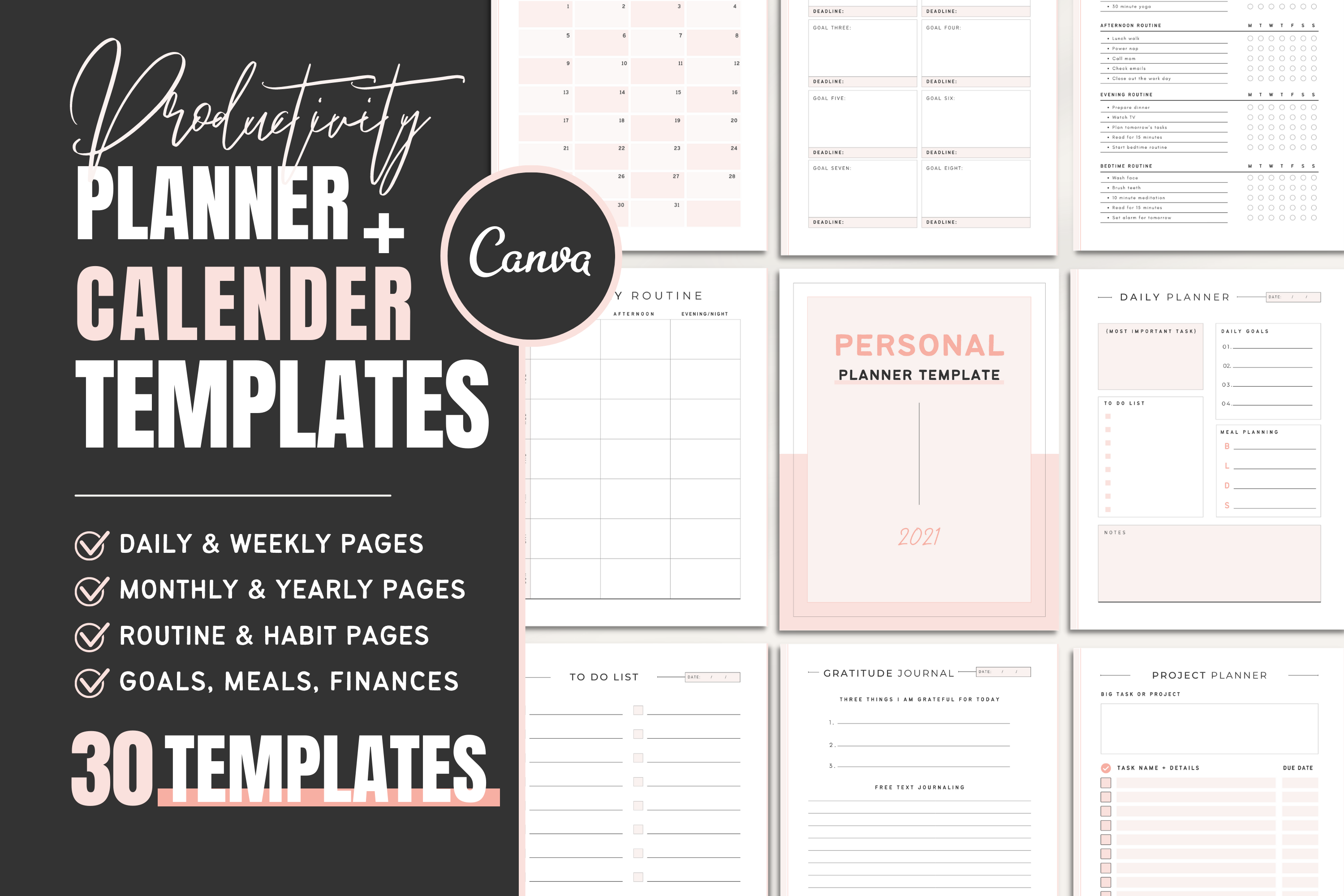 Editable Planner Template Canva, a Stationery Template by Designs by ...