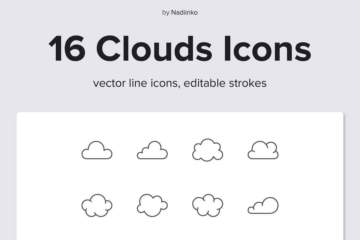 Clouds Line Icons, an Outline Icon by Nadiinko (Photo 1 of 2)