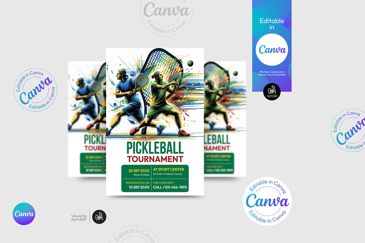 Canva Editable Pickleball Flyer, a Flyer Template by Aam360 (Photo 1 of 3)