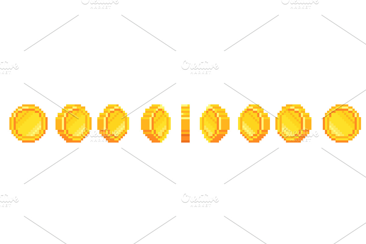 Pixel coin animation. Rotating coin, a Finance Illustration by Stock-Smart-Start