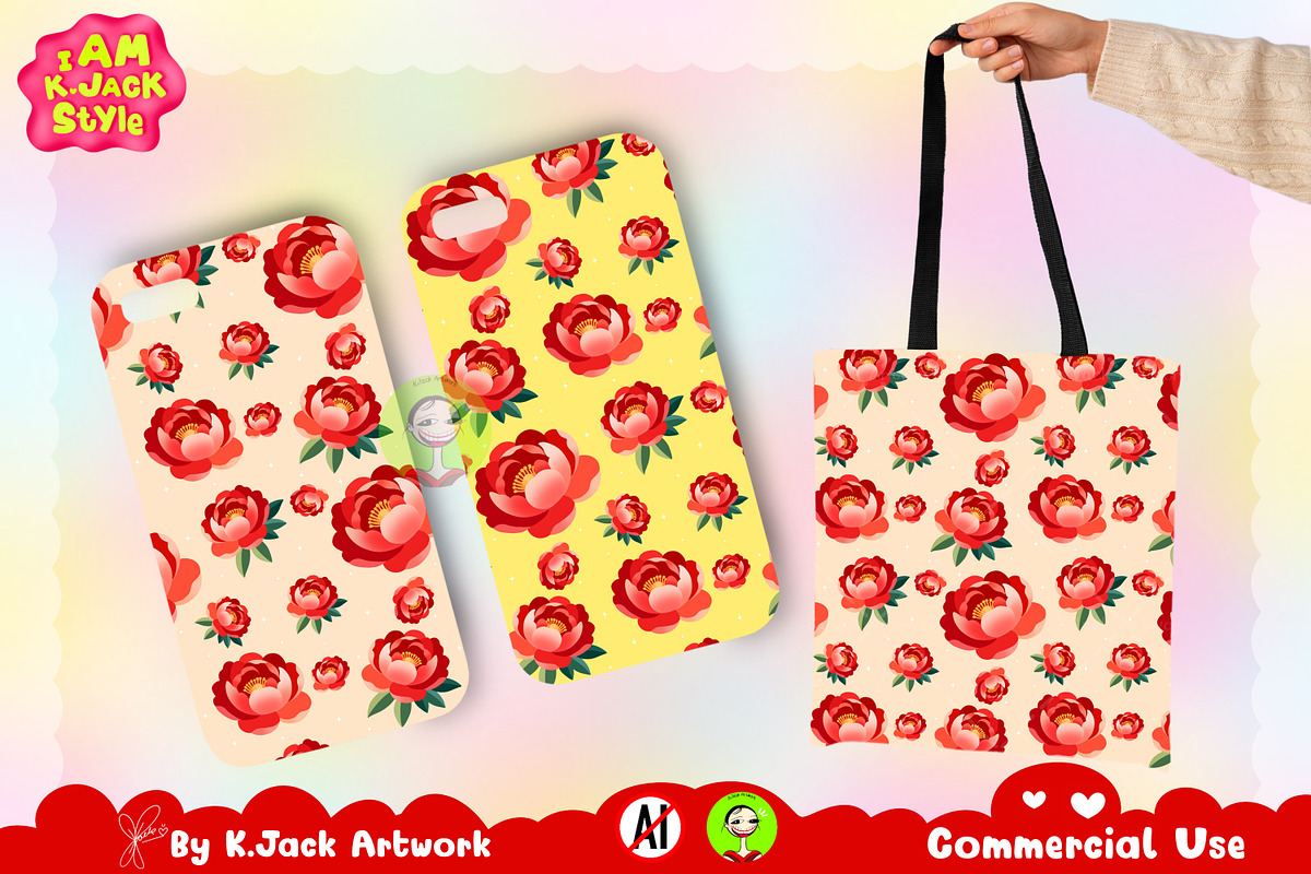 Lunar New Year Floral Pattern, a Background Graphic by K.JackArtwork (Photo 4 of 8)