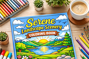40 Landscape Coloring Printables, an Object Graphic by Image for Sale