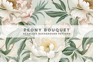 Peony Bouquet Seamless Pattern