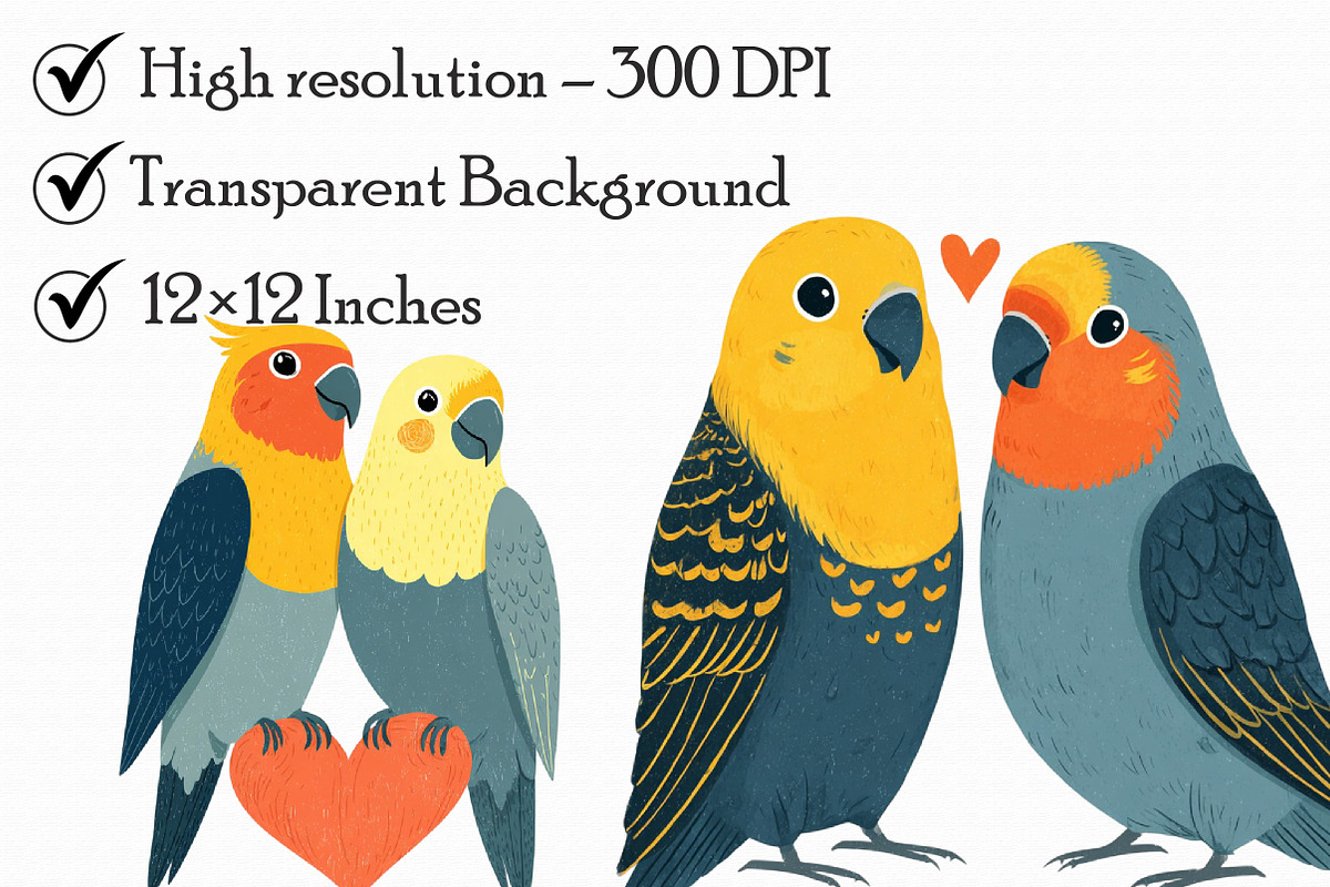 Lovebird Valentine Couple Clipart PN, an Illustration by Libby Wishes (Photo 7 of 7)