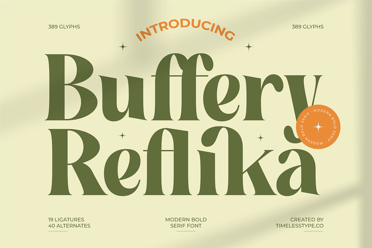 Buffery Reflika Modern Bold Serif, a Serif Font by timelesstype.co (Photo 1 of 20)