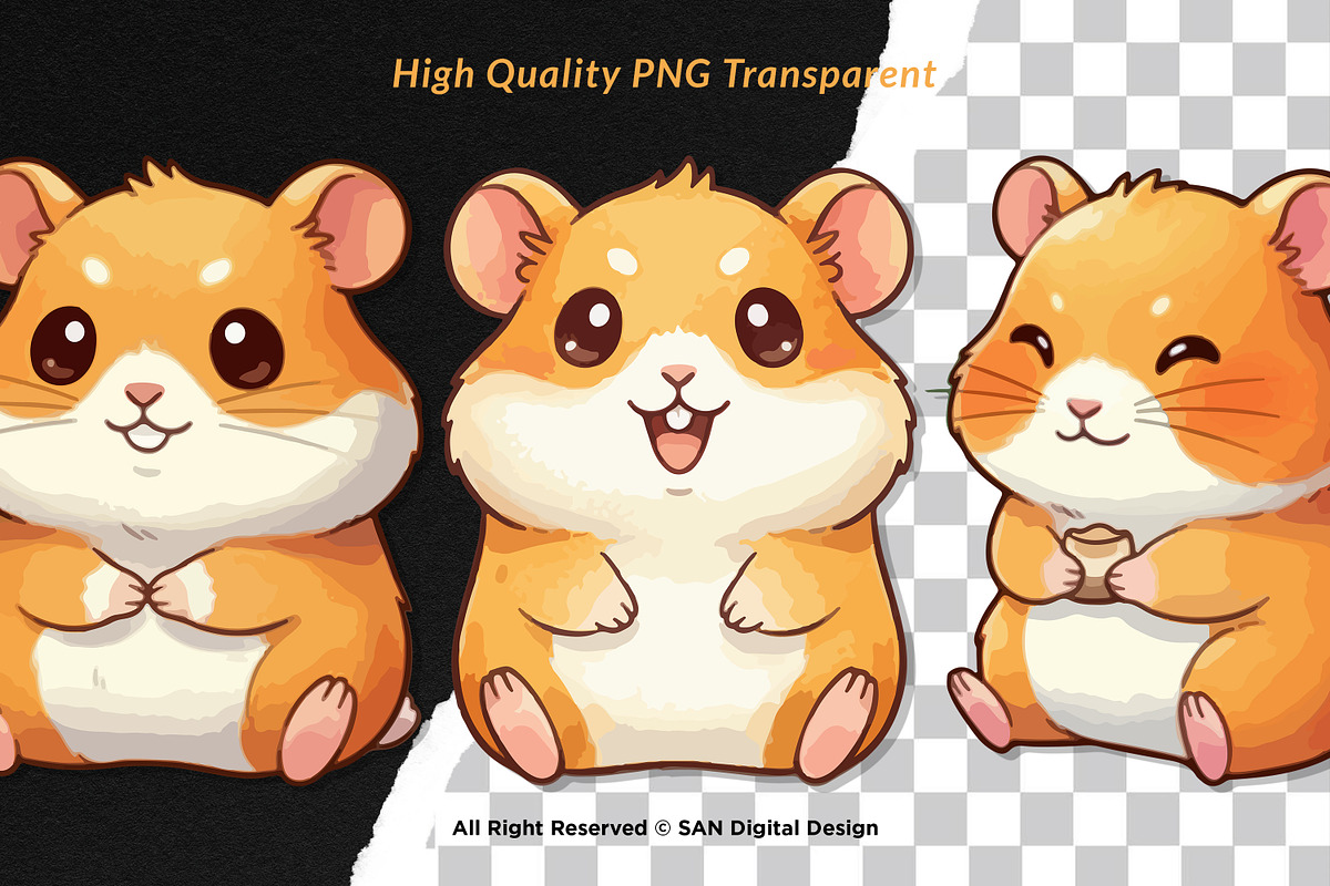 15 Bundle Watercolor Baby Hamster, an Animal Illustration by Morspective (Photo 2 of 8)