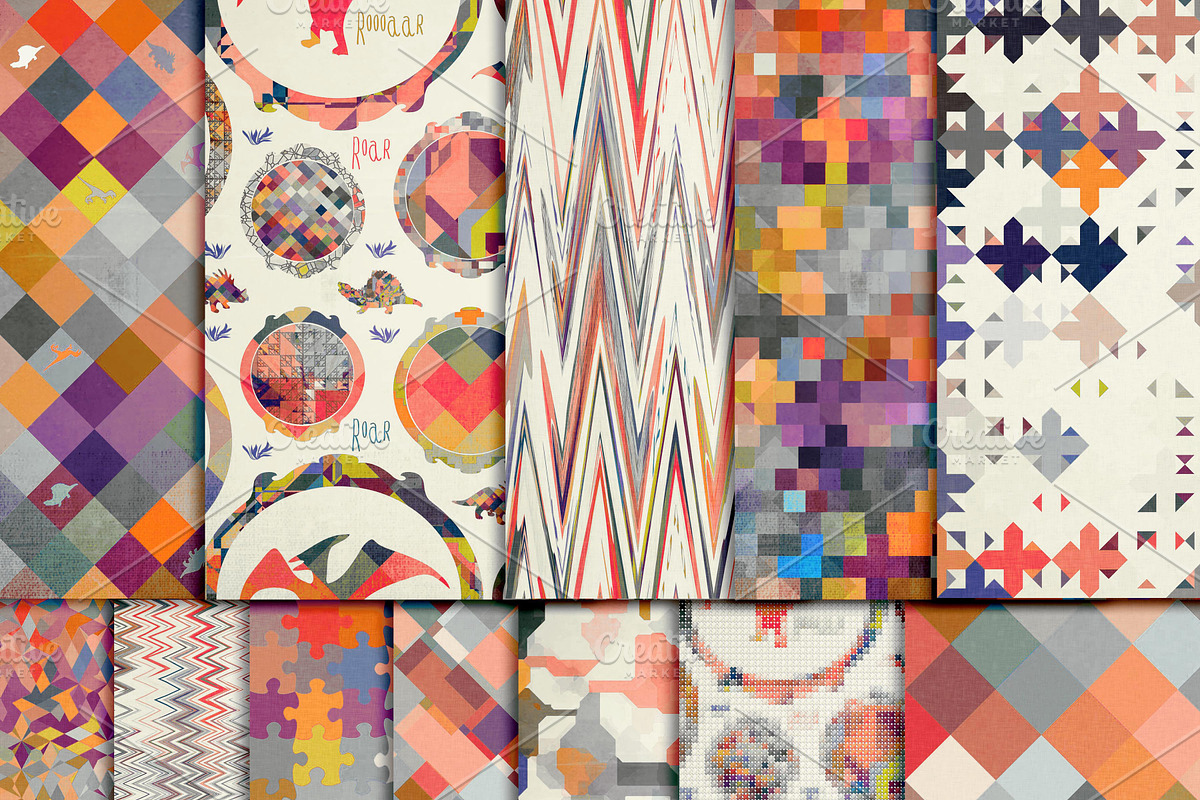 Dinosaur Grey digital paper preview 2