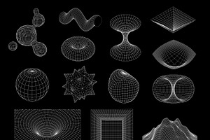 Wireframe geometric shapes. Vector