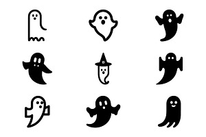 Spooky Ghost Silhouette Set, an Icon by Vectorium Studio