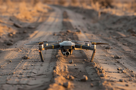 Military drone on a ground where fighting is taking place, a Technology Photo by AlyaAnd