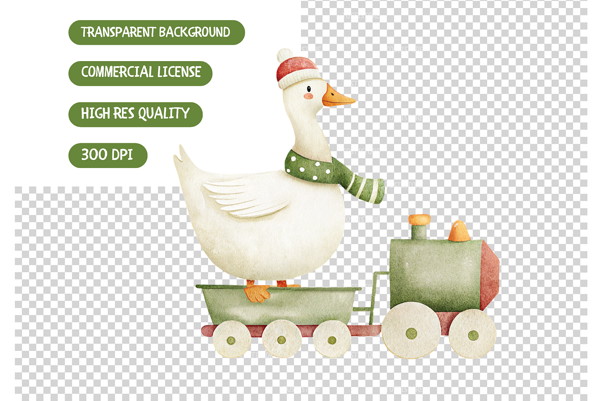 Christmas Goose Watercolor Set, an Illustration by TatiMockup (Photo 8 of 8)