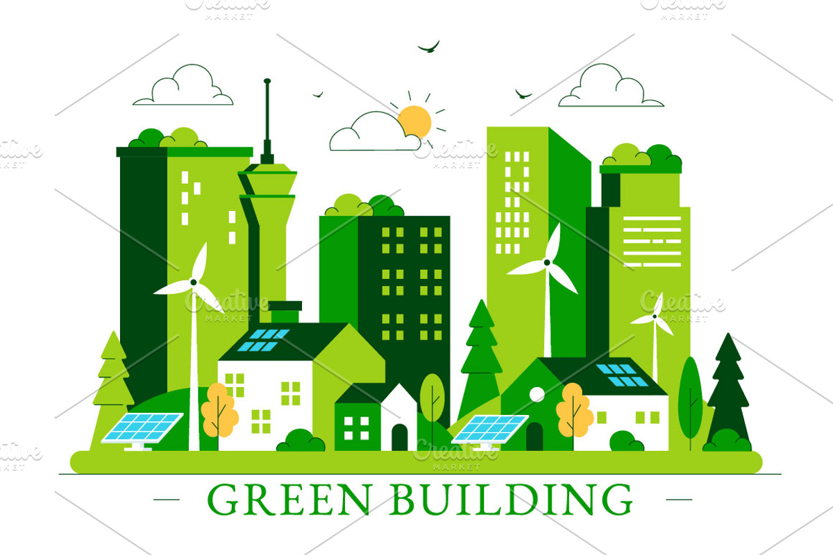 10 Green Building Illustration, an Object Illustration by denayunebgt (Photo 4 of 4)