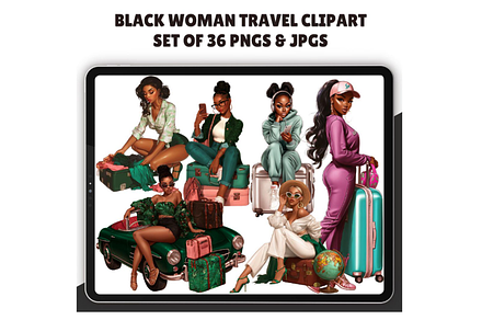 Black Woman Travel Clipart