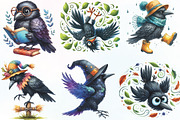 Watercolor Crow Clipart Funny Raven, an Illustration by CraftArtStudio (Thumbnail 2 of 6)