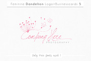 feminine dandelion logo+businesscard, a Branding & Logo Template by Whimsical Logoshop (Thumbnail 1 of 2)