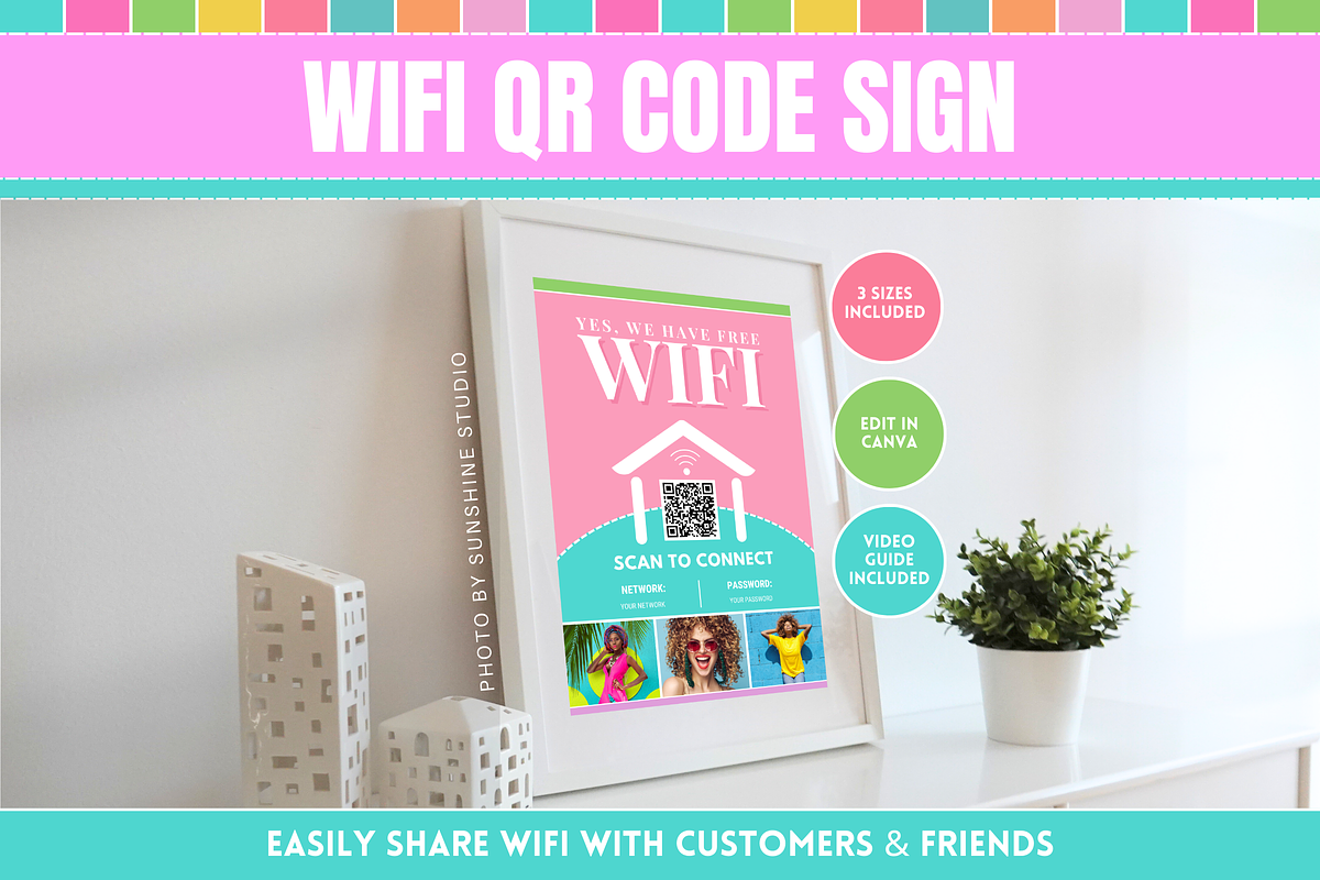 WiFi QR Code Sign - Pastel, a Flyer Template by SunshineStudioBoutique (Photo 1 of 10)