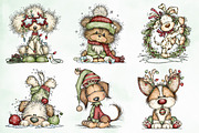 Whimsical Christmas Fluffy Dogs PNG, an Illustration by Creative Art (Thumbnail 5 of 11)