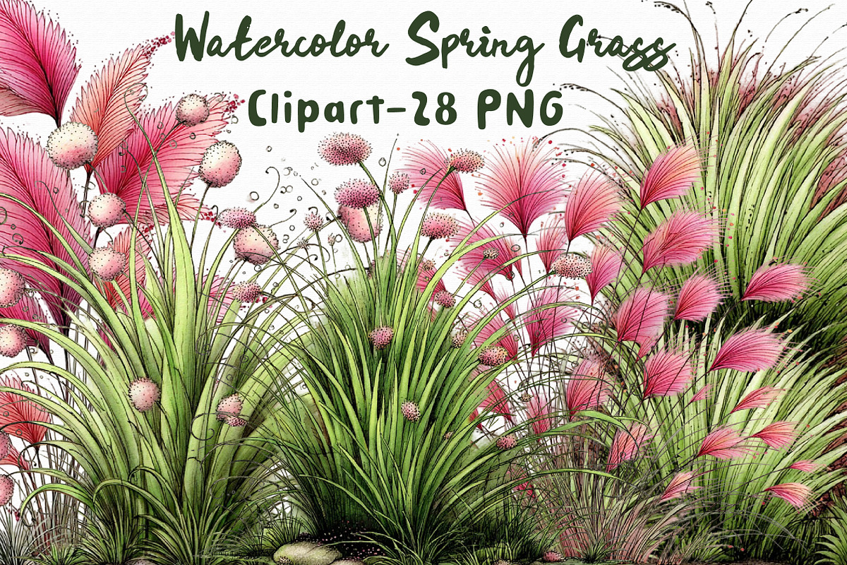 Watercolor Spring Grass Clipart, an Illustration by Libby Wishes (Photo 1 of 7)