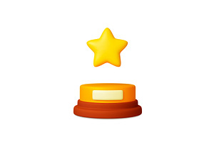 Gold star on empty stand, 3d icon, an Object Illustration by Valerie Bodnar