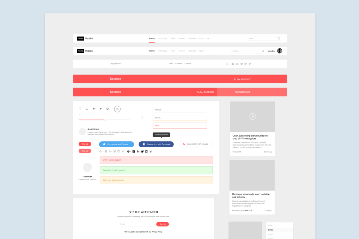 News Web Site Template Sketch 3, an UI Kit Template by John Khester (Photo 5 of 5)