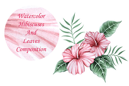 Watercolor Hibiscuses Plus Vector