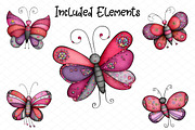 Whimsical Pink Red Butterflies PNG, an Illustration by cherrydesign (Thumbnail 2 of 4)