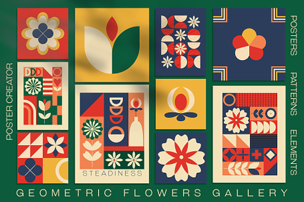 Geometry Retro Floral Poster creator