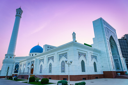 The Minor Mosque covered with white marble in the center of Tash, an Architecture Photo by Eugene_Photo