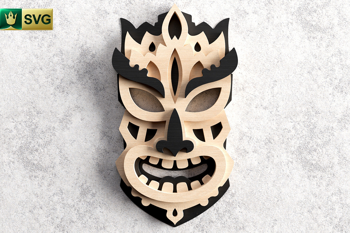 Tribal Mask V6 3D Layered | SVG Cut, an Object Graphic by pixaroma (Photo 9 of 10)