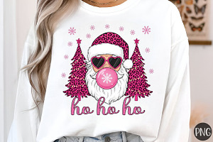 Pink Christmas Leopard Tree Santa PN, an Illustration by Libby Wishes