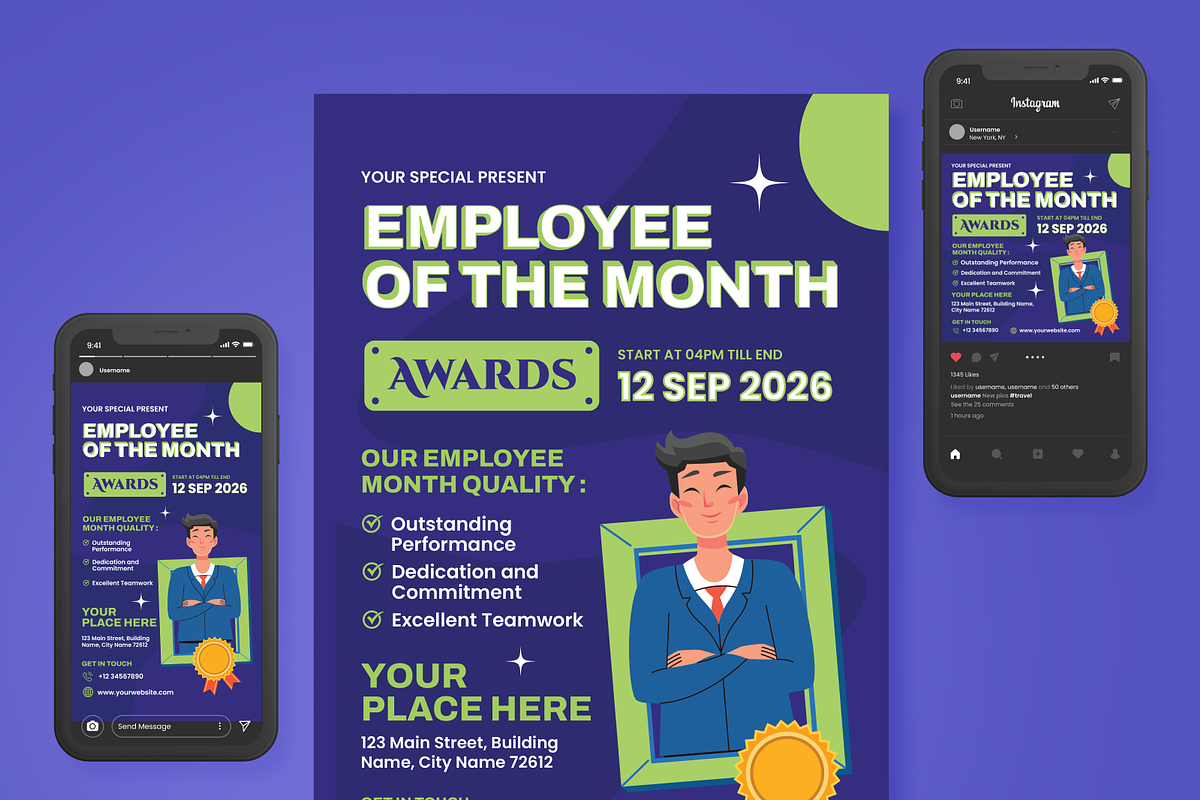 Employee Award Flyer Set, a Flyer Template by SquidPixey (Photo 6 of 6)