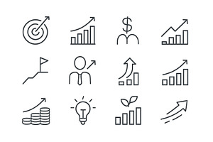 Icons display various symbols, a Finance Illustration by ZinetroN
