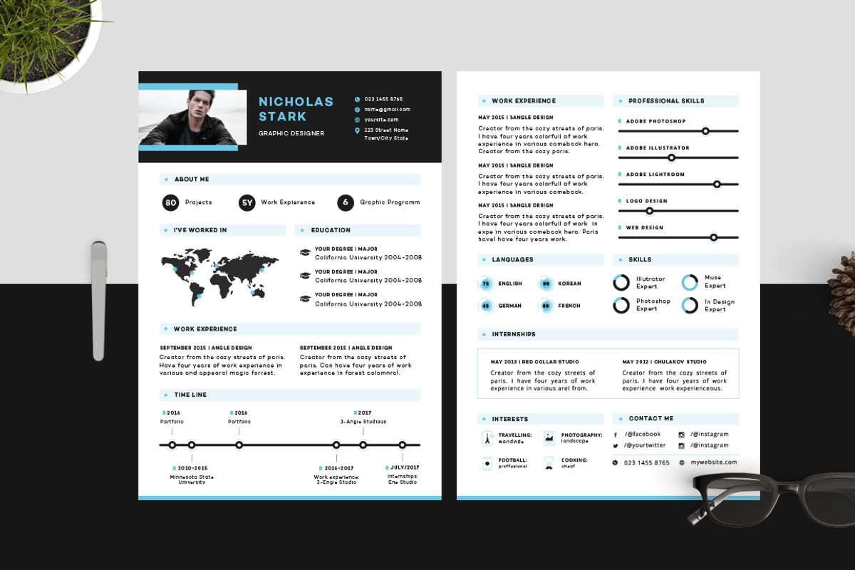 Resume/CV - Stark, a Resume Template by 3Angle (Photo 1 of 4)