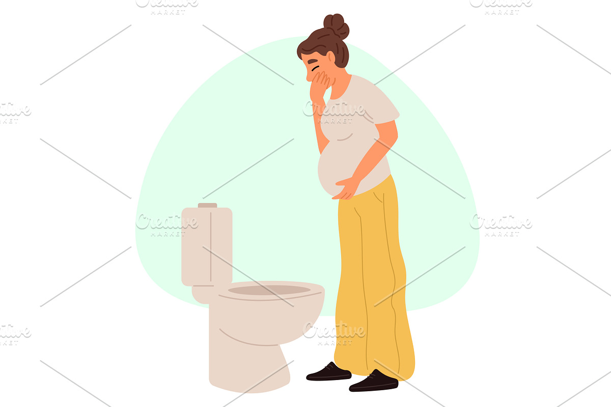 Young pregnant woman standing in, a Healthcare Illustration by Vectorbuum