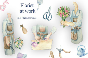 Florist at work. Profession florist.
