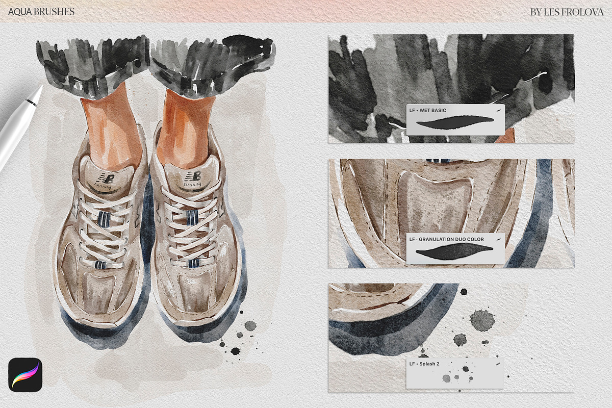 Watercolor Procreate Brushes, a Brush Add-On by Les Frolova (Photo 2 of 9)