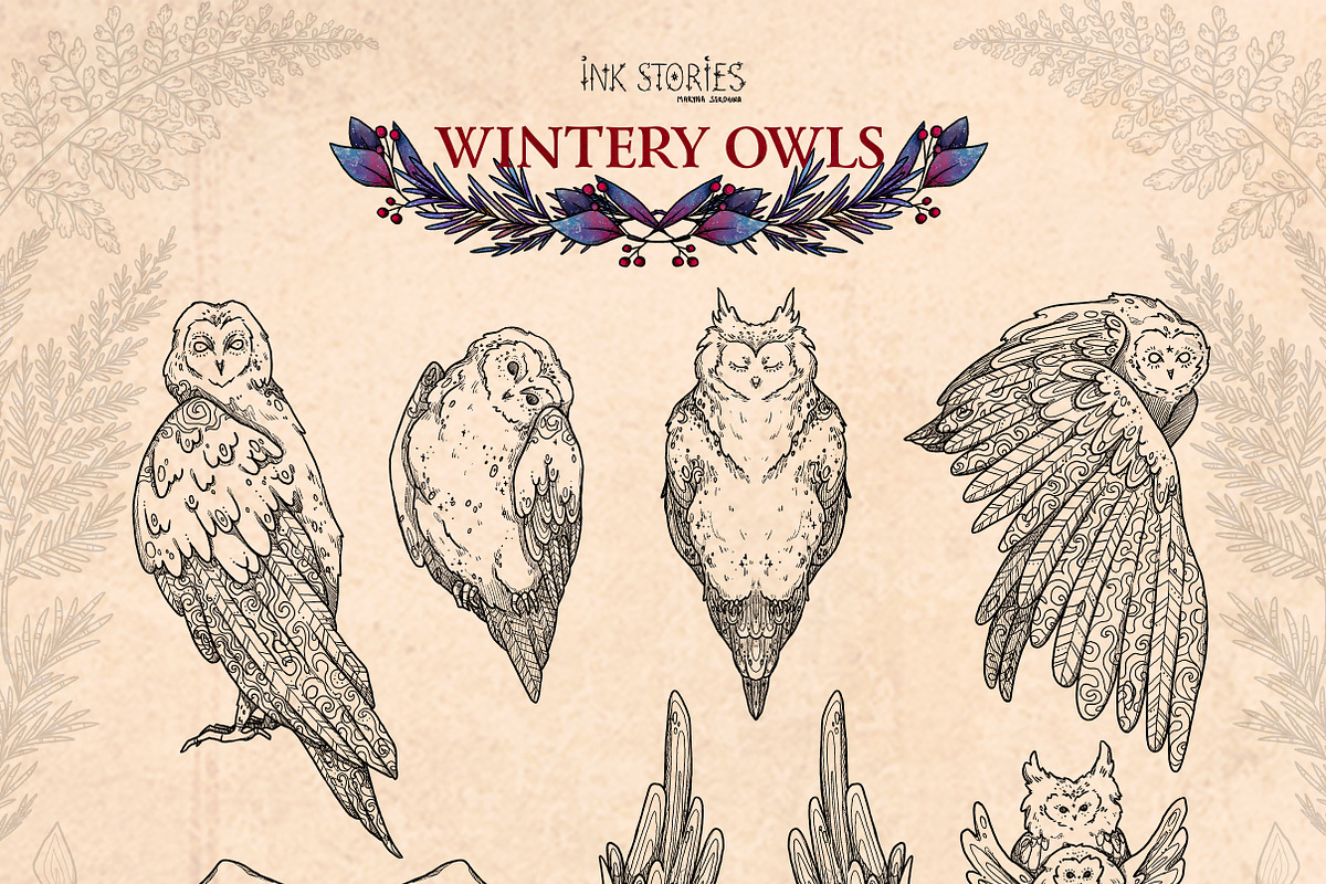 Wintery Owls, an Animal Illustration by Ink Stories (Photo 4 of 26)