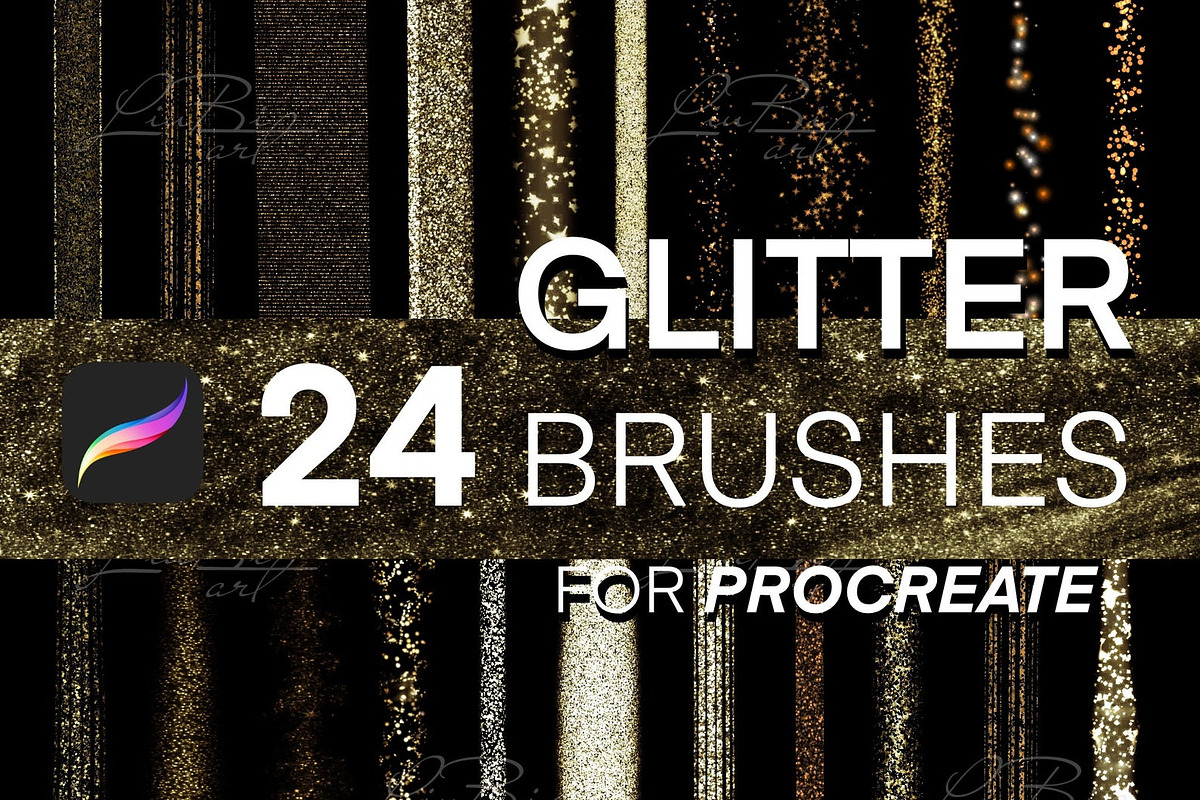 24 Procreate Glitter Brushes Set, a Brush Add-On by LiuBi Art (Photo 1 of 4)