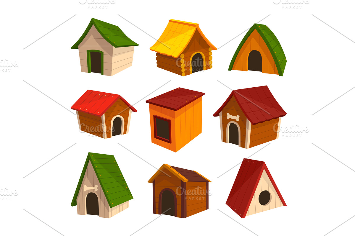 Dog house icon set. Cartoon pet, an Animal Illustration by the8monkey