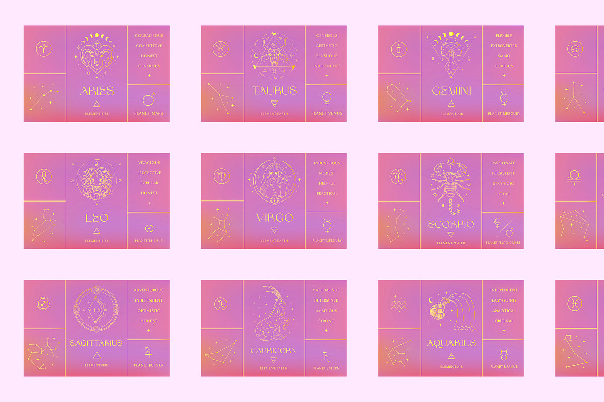 Zodiac Signs Horoscope Illustrations, a Graphic by Olya Creative (Photo 31 of 37)